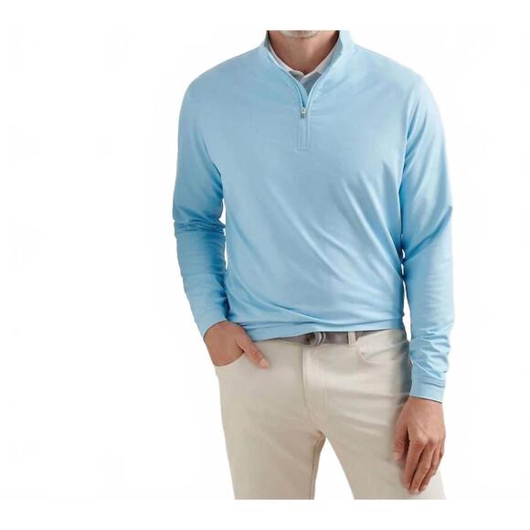 NEW PETER MILLAR perth birdseye performance 1/4 zip sweater in seaport